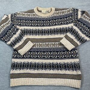 Fieldmaster Sweater Mens Medium Multi Color Striped Knit Crewneck‎ Pullover Wool
